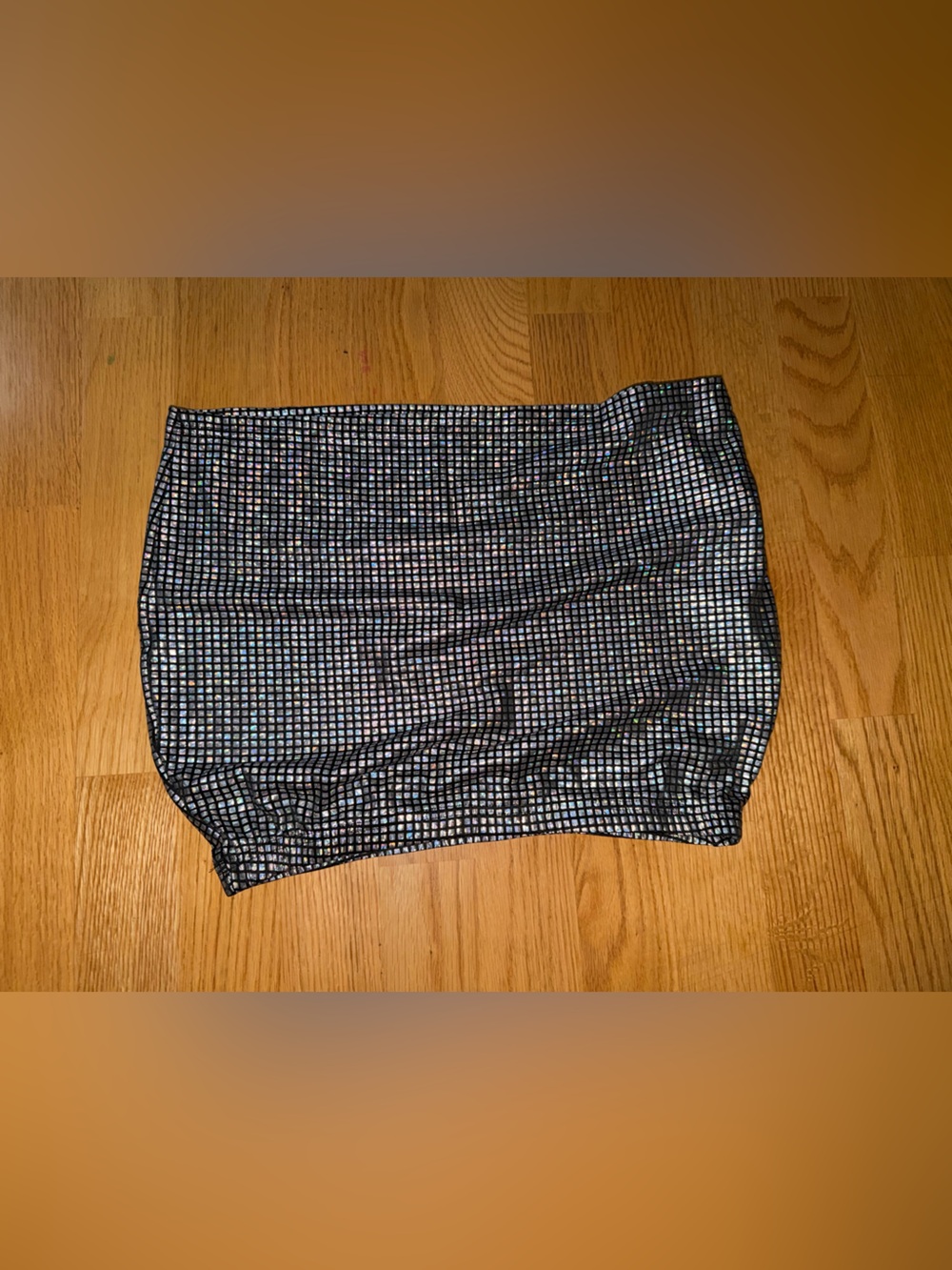 SHEIN Black Metallic Grid Tube Top